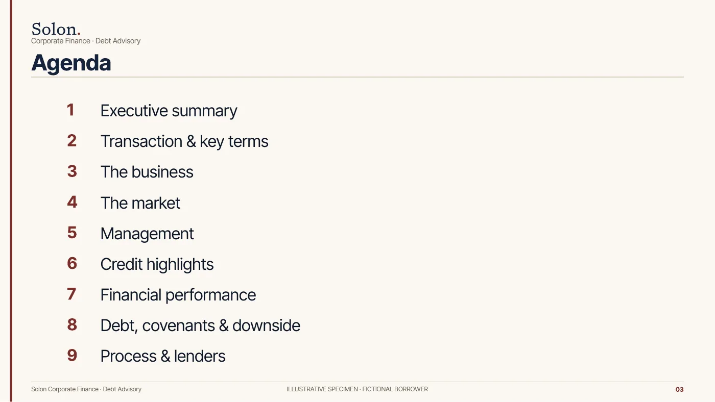 Specimen lender deck, page 3