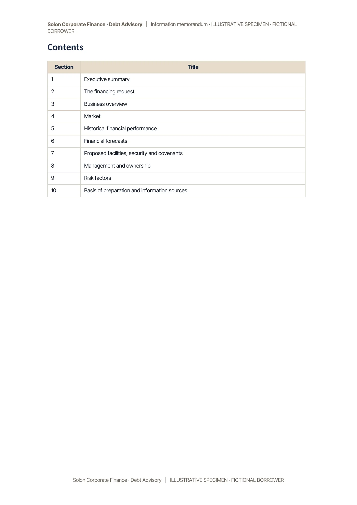 Specimen information memorandum, page 3