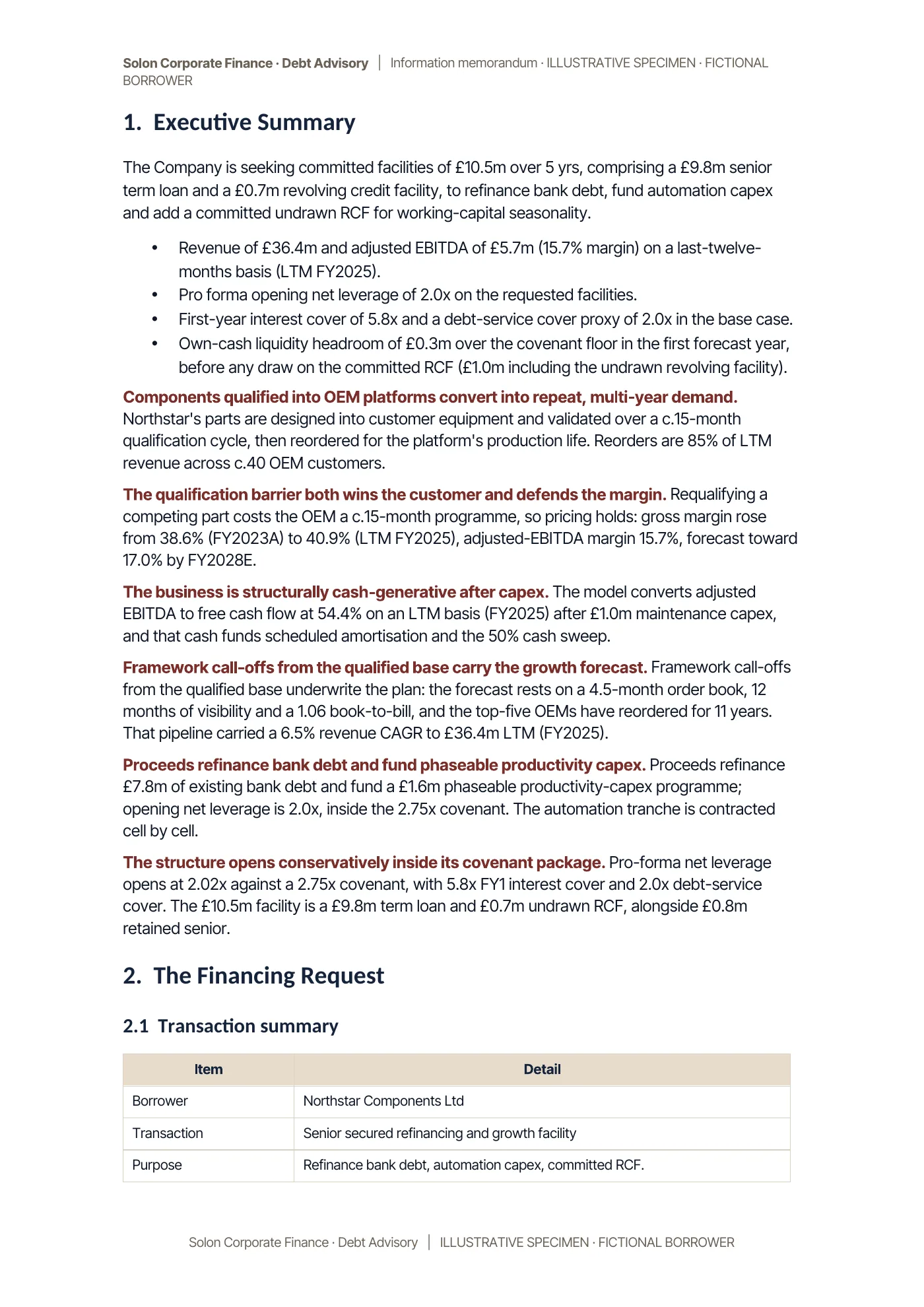 Specimen information memorandum, page 4