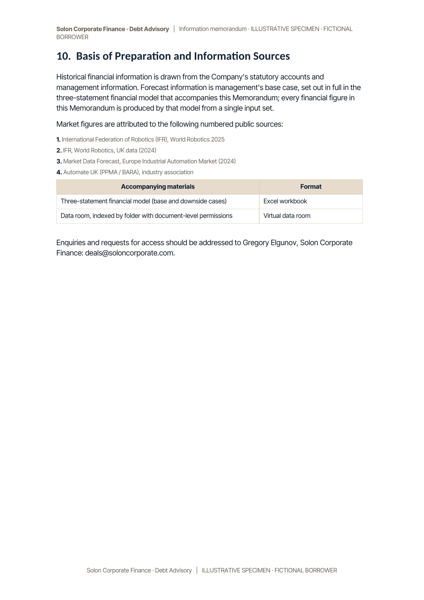 Specimen information memorandum, page 13