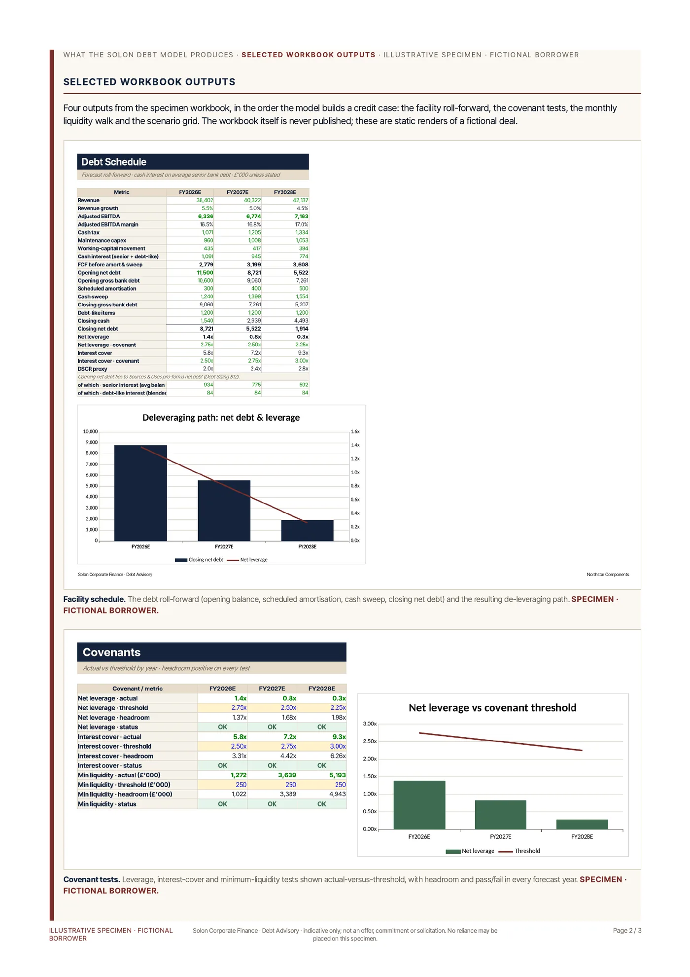 Specimen debt-model outputs, page 2